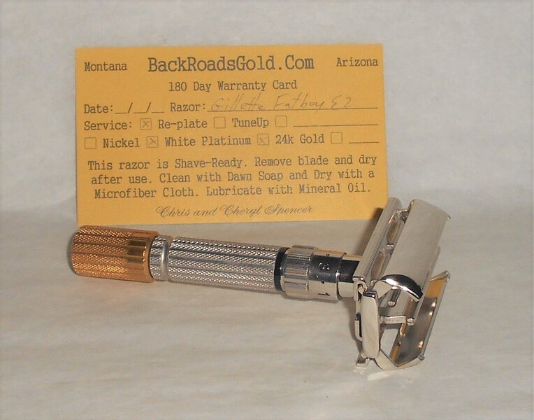 Gillette 1959 Fat Boy Razor TTO Adjustable Refurbished Replated 24 Karat Gold White Platinum E...JPG Gillette 1959 Fat Boy Razor TTO Adjustable Refurbished Replated 24 Karat Gold White Platinum E...JPG