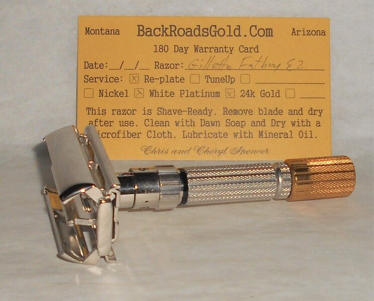 Gillette 1959 Fat Boy Razor TTO Adjustable Refurbished Replated 24 Karat Gold White Platinum E...JPG Gillette 1959 Fat Boy Razor TTO Adjustable Refurbished Replated 24 Karat Gold White Platinum E...JPG