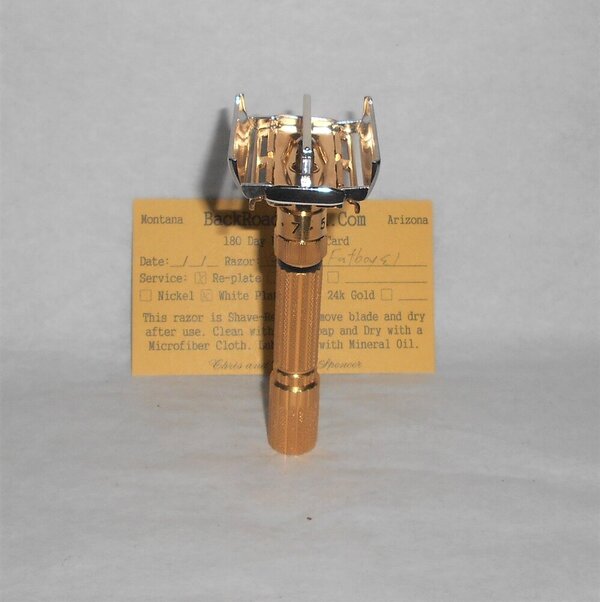 Gillette 1959 Fat Boy Razor E1 Refurbished Replated 24 Karat Gold WhitePlatinum E1–47B (40).JPG Gillette 1959 Fat Boy Razor E1 Refurbished Replated 24 Karat Gold WhitePlatinum E1–47B (40).JPG