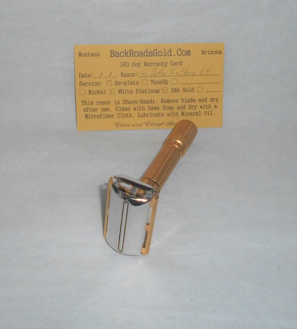 Gillette Fat Boy Razor 1959 TTO Adjustable Refurbished Replated 24 Karat Gold White Platinum (3).JPG Gillette Fat Boy Razor 1959 TTO Adjustable Refurbished Replated 24 Karat Gold White Platinum (3).JPG