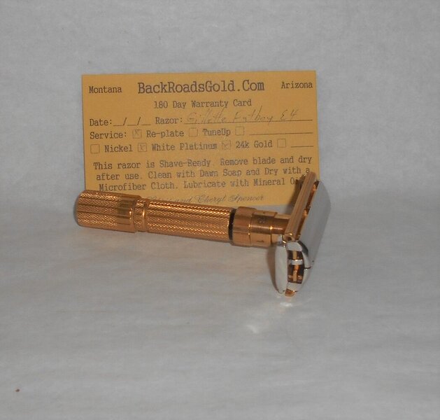 Gillette Fat Boy Razor 1959 TTO Adjustable Refurbished Replated 24 Karat Gold White Platinum (...JPG Gillette Fat Boy Razor 1959 TTO Adjustable Refurbished Replated 24 Karat Gold White Platinum (...JPG