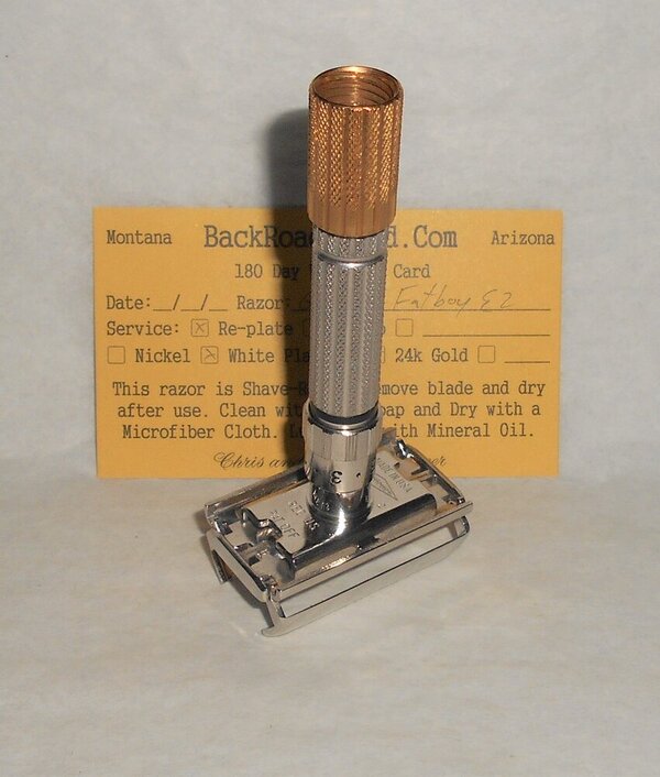 Gillette 1959 Fat Boy Razor TTO Adjustable Refurbished Replated 24 Karat Gold White Platinum E...JPG Gillette 1959 Fat Boy Razor TTO Adjustable Refurbished Replated 24 Karat Gold White Platinum E...JPG