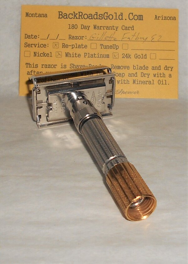 Gillette 1959 Fat Boy Razor TTO Adjustable Refurbished Replated 24 Karat Gold White Platinum E...JPG Gillette 1959 Fat Boy Razor TTO Adjustable Refurbished Replated 24 Karat Gold White Platinum E...JPG