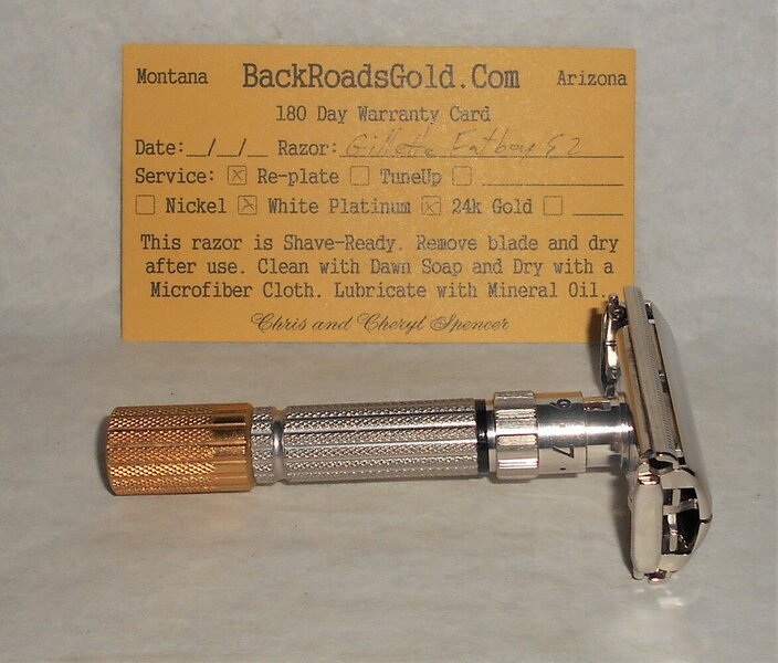 Gillette 1959 Fat Boy Razor TTO Adjustable Refurbished Replated 24 Karat Gold White Platinum E...JPG Gillette 1959 Fat Boy Razor TTO Adjustable Refurbished Replated 24 Karat Gold White Platinum E...JPG