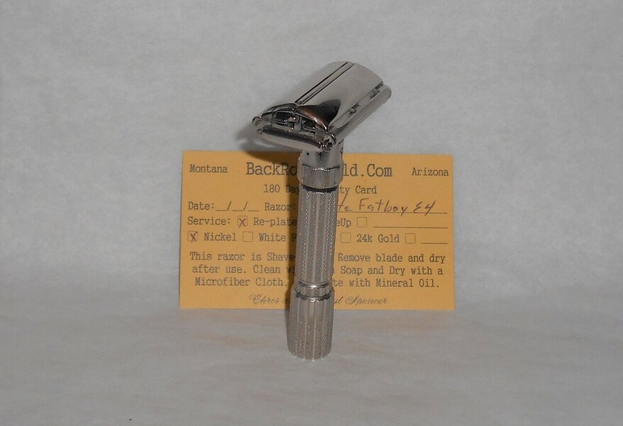 Gillette Fat Boy Razor 1959 Refurbished Replated Mirror Nickel E4–69 (1).JPG