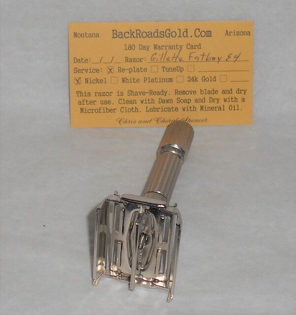 Gillette Fat Boy Razor 1959 Refurbished Replated Mirror Nickel E4–69 (40).JPG