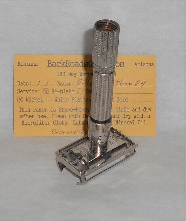 Gillette Fat Boy Razor 1959 Refurbished Replated Mirror Nickel E4–69 (43).JPG