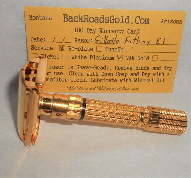 Gillette 1959 Fat Boy Razor TTO Refurbished Replated 24 Karat Gold E1–XX (9).JPG