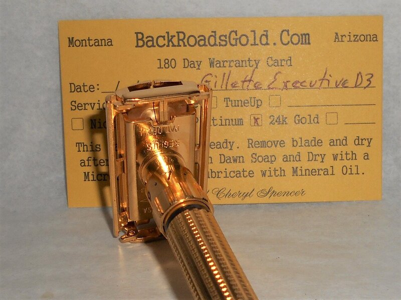 Gillette Executive Razor 1958 Refurbished Replated 24 Karat Gold D3–DD (12).JPG