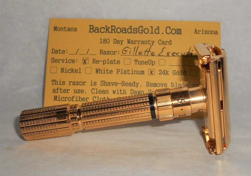 Gillette Executive Razor 1958 Refurbished Replated 24 Karat Gold D3–DD (18).JPG