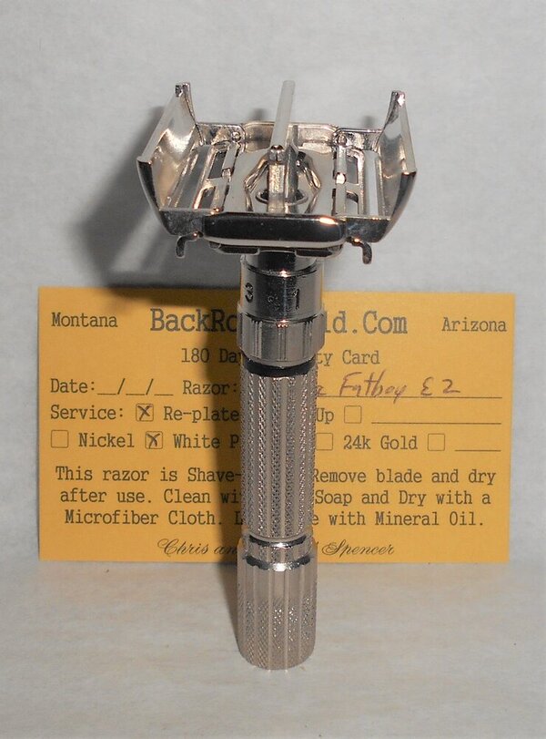 Gillette Fat Boy Razor 1959 Adjustable Refurbished Replated White Platinum E2–EE (64).JPG