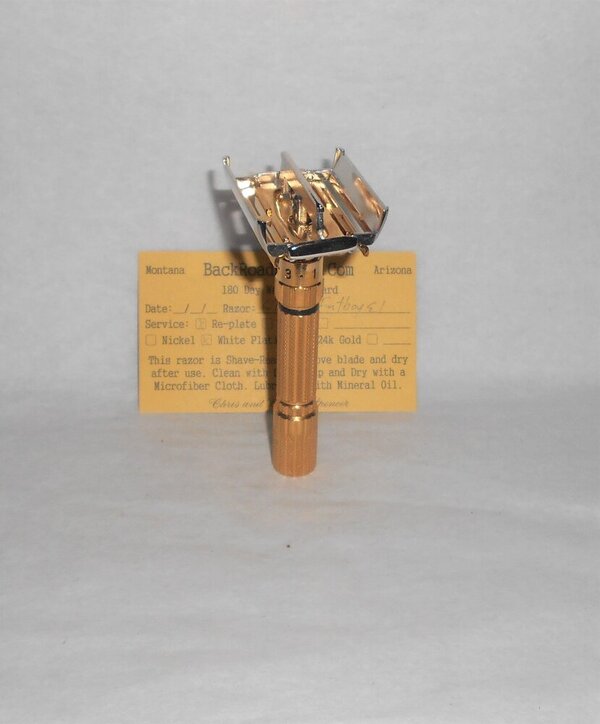 Gillette 1959 Fat Boy Razor E1 Refurbished Replated 24 Karat Gold WhitePlatinum E1–47B (44).JPG