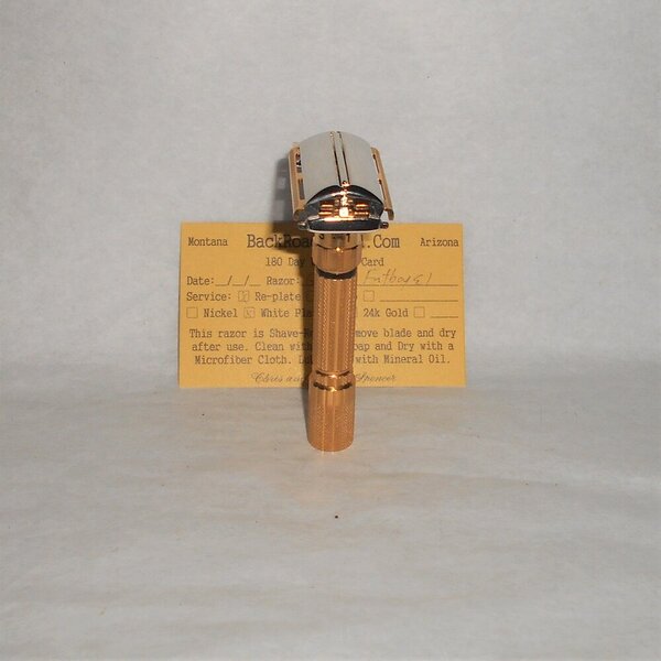 Gillette 1959 Fat Boy Razor E1 Refurbished Replated 24 Karat Gold WhitePlatinum E1–47B (46).JPG