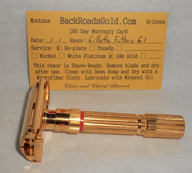 Gillette Fat Boy Razor TTO Adjustable 1961 Refurbished Replated 24 Karat Gold G1–GG (15).JPG Gillette Fat Boy Razor TTO Adjustable 1961 Refurbished Replated 24 Karat Gold G1–GG (15).JPG