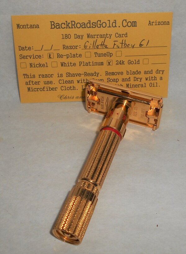 Gillette Fat Boy Razor TTO Adjustable 1961 Refurbished Replated 24 Karat Gold G1–GG (22).JPG Gillette Fat Boy Razor TTO Adjustable 1961 Refurbished Replated 24 Karat Gold G1–GG (22).JPG