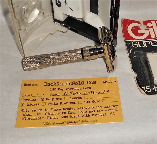 Gillette Fat Boy Razor W Case Blades Refurbished Replated Mirror Nickel Plating E4–A07 (27).JPG