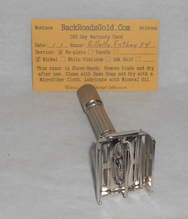 Gillette Fat Boy Razor 1959 Refurbished Replated Mirror Nickel E4–69 (39).JPG