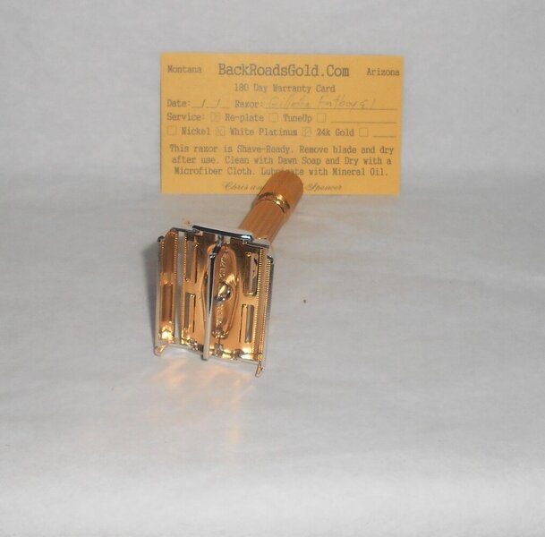 Gillette 1959 Fat Boy Razor E1 Refurbished Replated 24 Karat Gold WhitePlatinum E1–47B (29).JPG Gillette 1959 Fat Boy Razor E1 Refurbished Replated 24 Karat Gold WhitePlatinum E1–47B (29).JPG