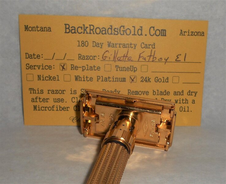 Gillette 1959 Fat Boy Razor TTO Refurbished Replated 24 Karat Gold E1–XX (26).JPG Gillette 1959 Fat Boy Razor TTO Refurbished Replated 24 Karat Gold E1–XX (26).JPG
