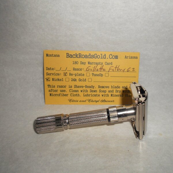 Gillette Fat Boy Razor 1960 TTO Adjustable Refurbished Replated Mirror Nickel G2–1Z (34).JPG
