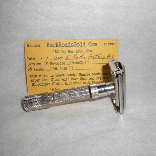 Gillette Fat Boy Razor 1960 TTO Adjustable Refurbished Replated Mirror Nickel G1–H2 (13).JPG Gillette Fat Boy Razor 1960 TTO Adjustable Refurbished Replated Mirror Nickel G1–H2 (13).JPG