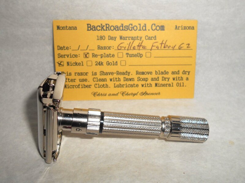 Gillette Fat Boy Razor 1960 TTO Adjustable Refurbished Replated Mirror Nickel G2–1Z (28).JPG