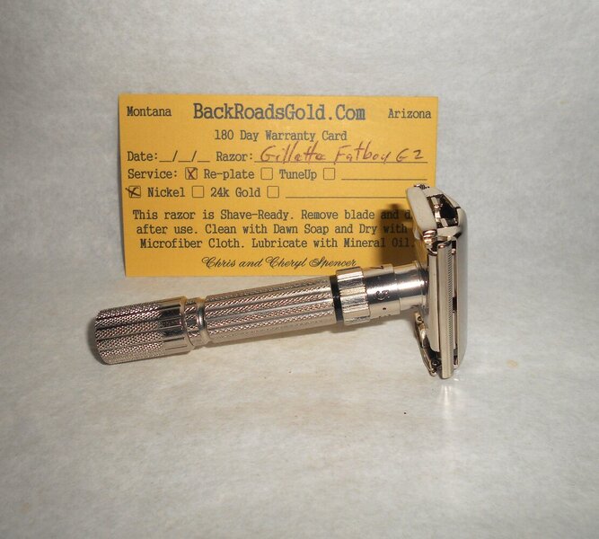 Gillette Fat Boy Razor 1960 TTO Adjustable Refurbished Replated Mirror Nickel G2–1Z (33).JPG