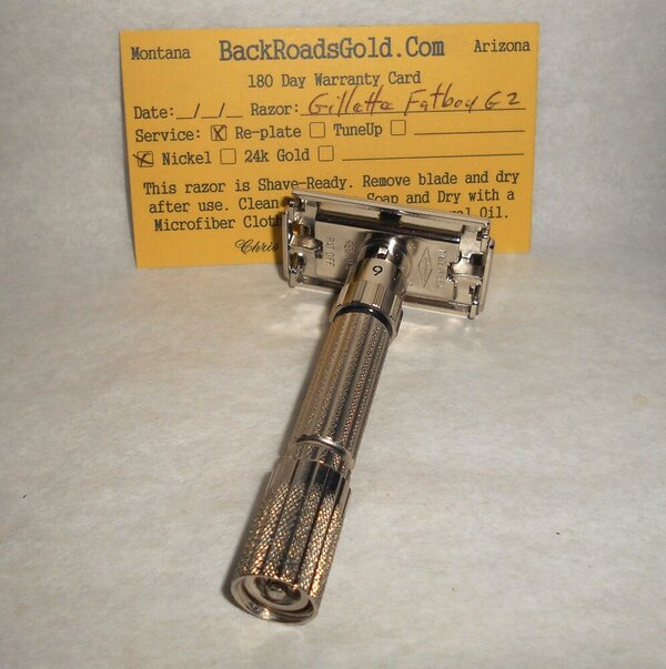 Gillette Fat Boy Razor 1960 TTO Adjustable Refurbished Replated Mirror Nickel G2–1Z (70).JPG