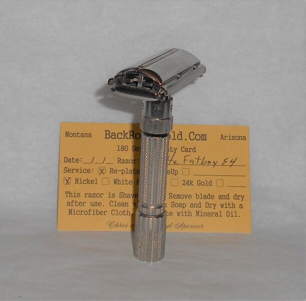 Gillette Fat Boy Razor 1959 Refurbished Replated Mirror Nickel E4–69.JPG
