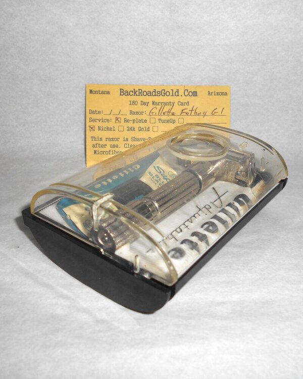 Gillette 1961 Fat Boy Razor W Case Blades Adjustable Replated Mirror Nickel G1–98 (9).JPG