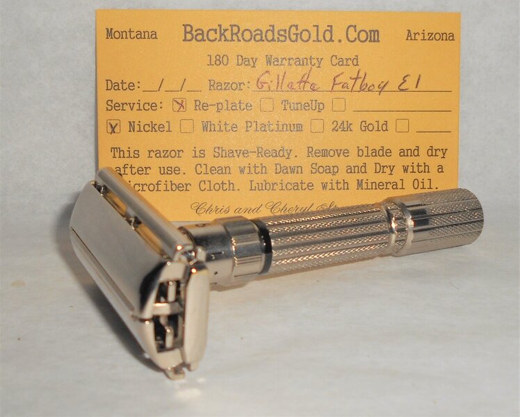 Gillette Fat Boy Razor 1959 Adjustable TTO Refurbished Replated Mirror Nickel E1 (1).JPG