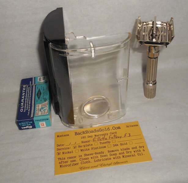 Gillette 1960 Fat Boy Razor W Case Blades Refurbished Replated Mirror Nickel F3–BB (80).JPG