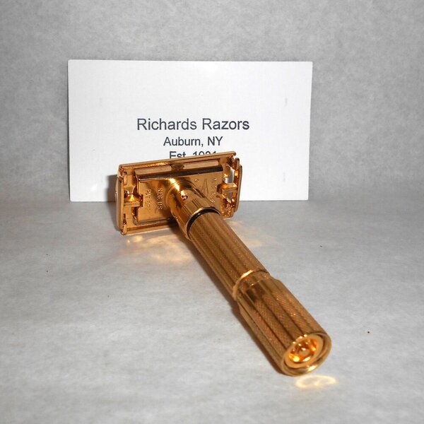 Gillette Fat Boy Razor 1961 TTO Refurbished Replated 24 Karat Gold G2–19 (1).JPG