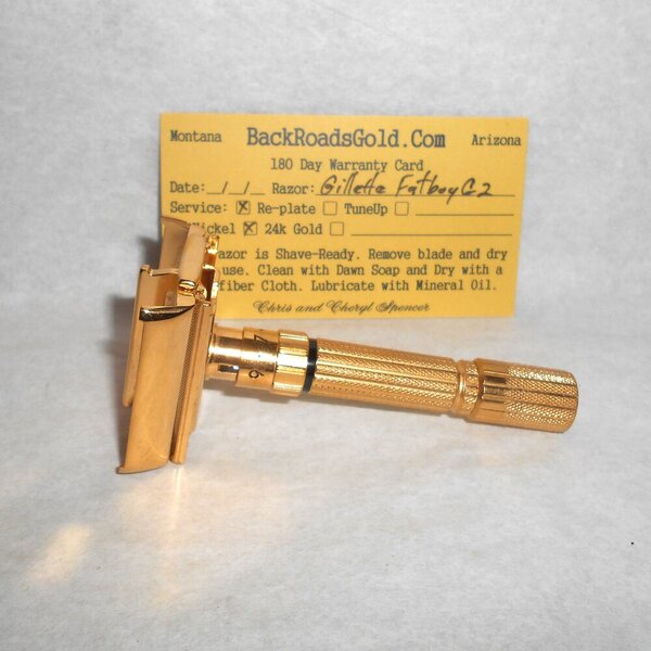 Gillette Fat Boy Razor 1961 TTO Refurbished Replated 24 Karat Gold G2–19 (26).JPG