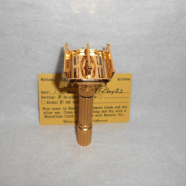 Gillette Fat Boy Razor 1961 TTO Refurbished Replated 24 Karat Gold G2–19 (57).JPG