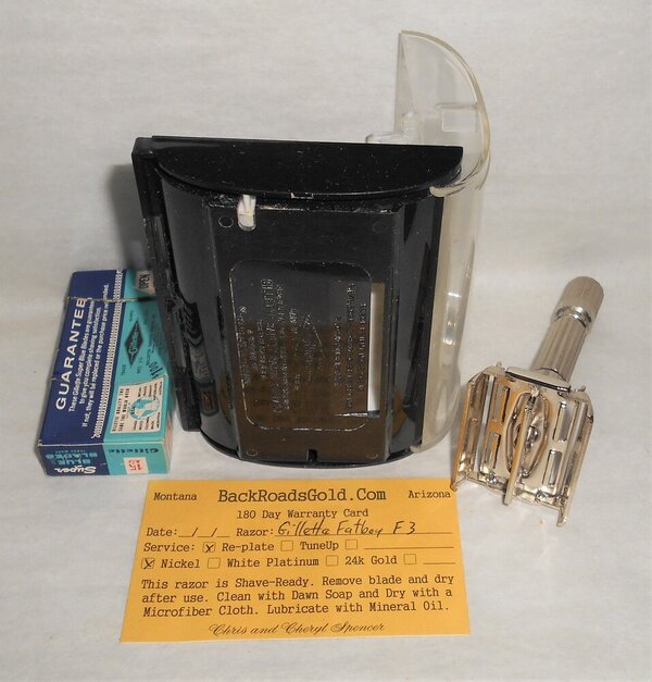 Gillette 1960 Fat Boy Razor W Case Blades Refurbished Replated Mirror Nickel F3–BB (63).JPG Gillette 1960 Fat Boy Razor W Case Blades Refurbished Replated Mirror Nickel F3–BB (63).JPG
